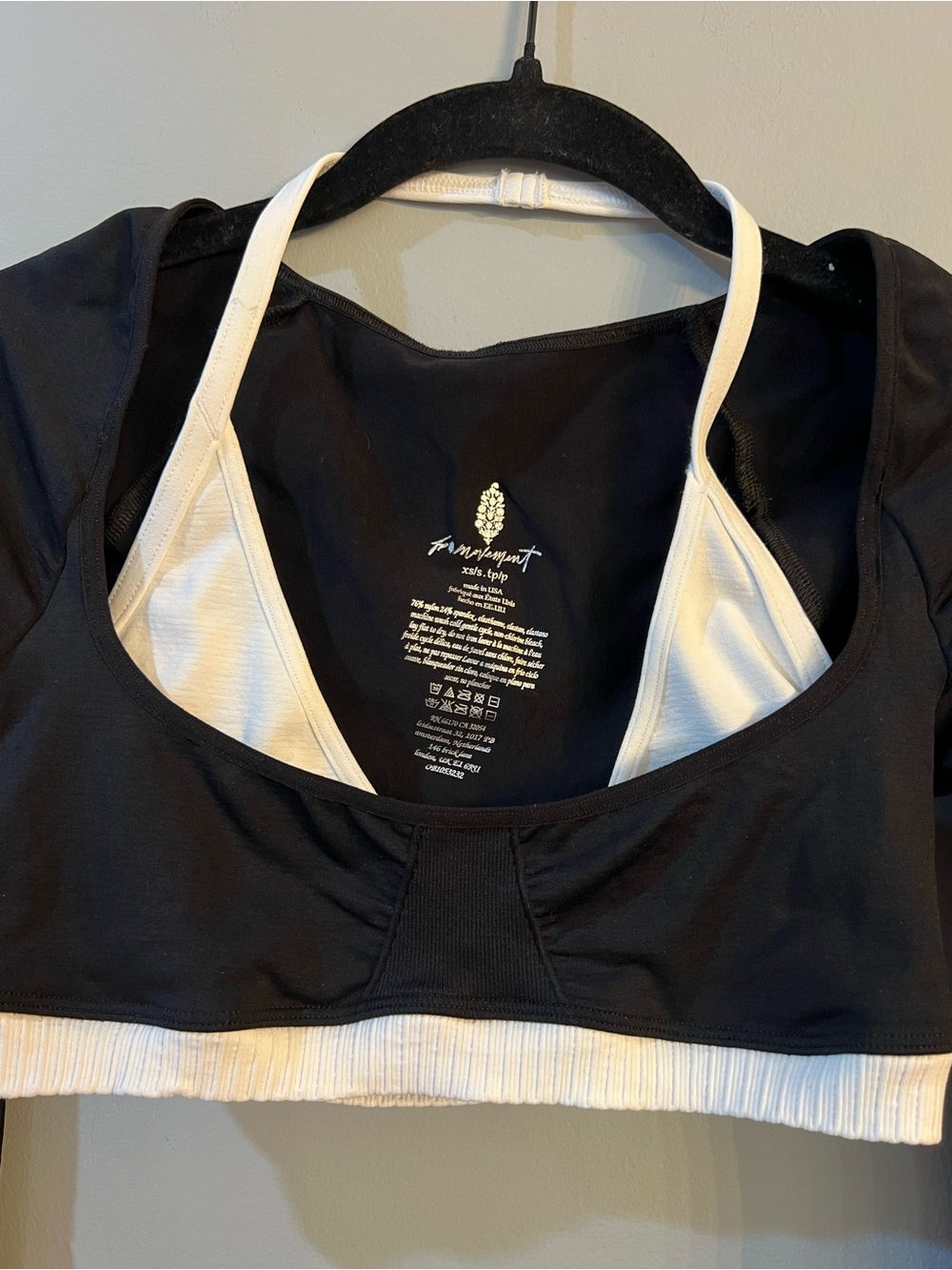 Free People Black Crop Top with White Bra Insert - Picture 2 of 4
